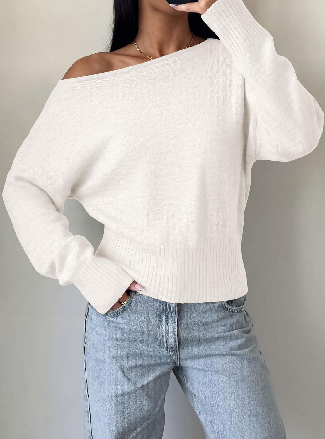 image:imagePRETTYGARDEN Womens Off The Shoulder Sweater Fall FashionWhite