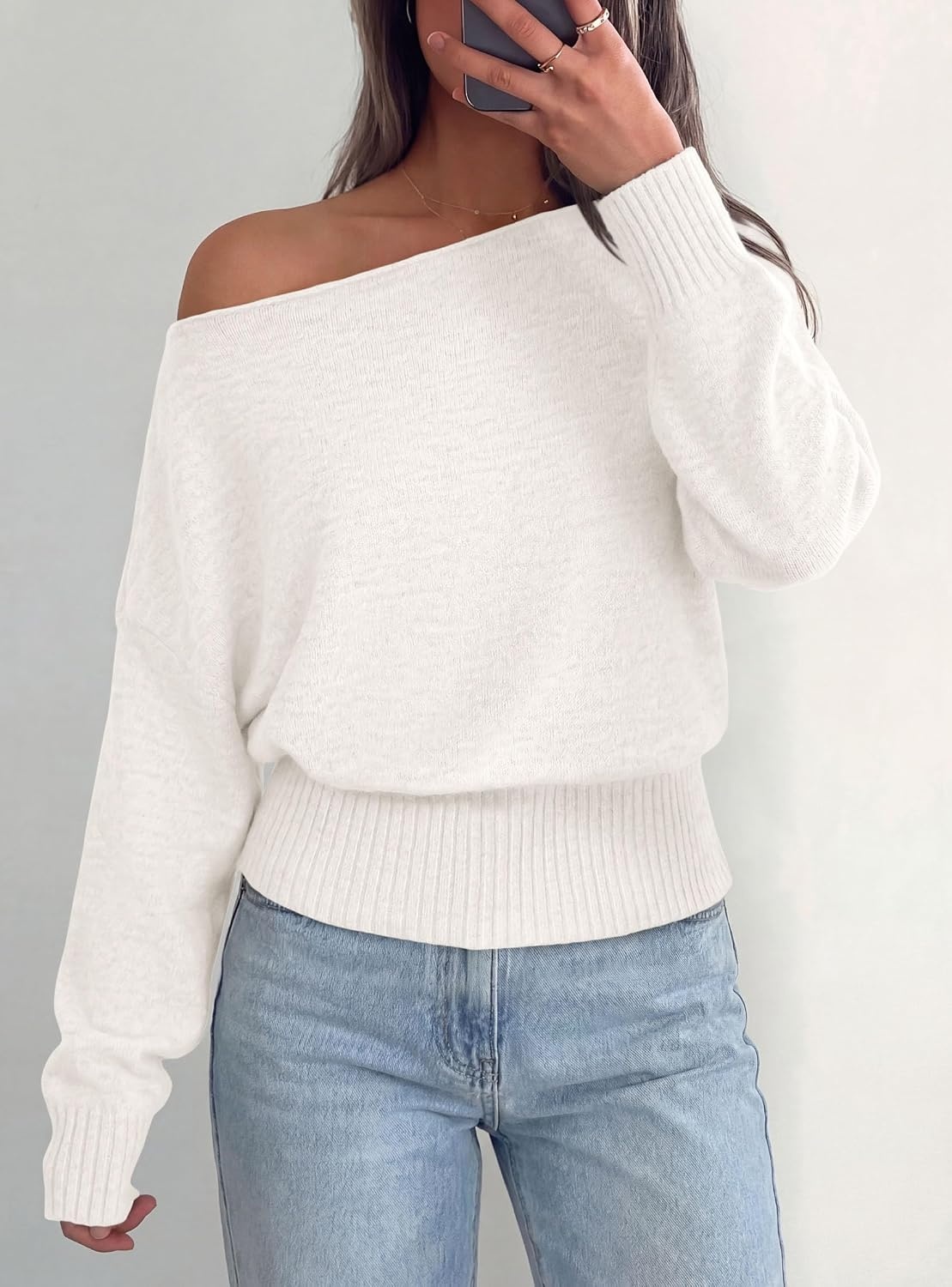 image:imagePRETTYGARDEN Womens Off The Shoulder Sweater Fall FashionWhite