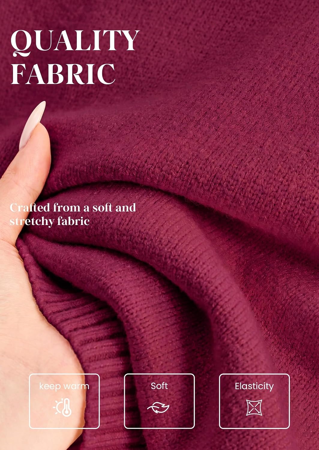 image:imagePRETTYGARDEN Womens Quarter Zip Pullover Oversized SweatersBurgundy