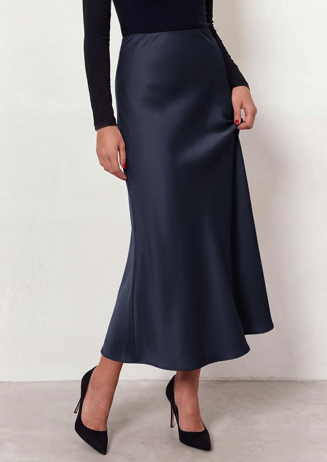 image:imagePRETTYGARDEN Womens Silk Satin Maxi Skirts Fall ClothesRoyal Blue
