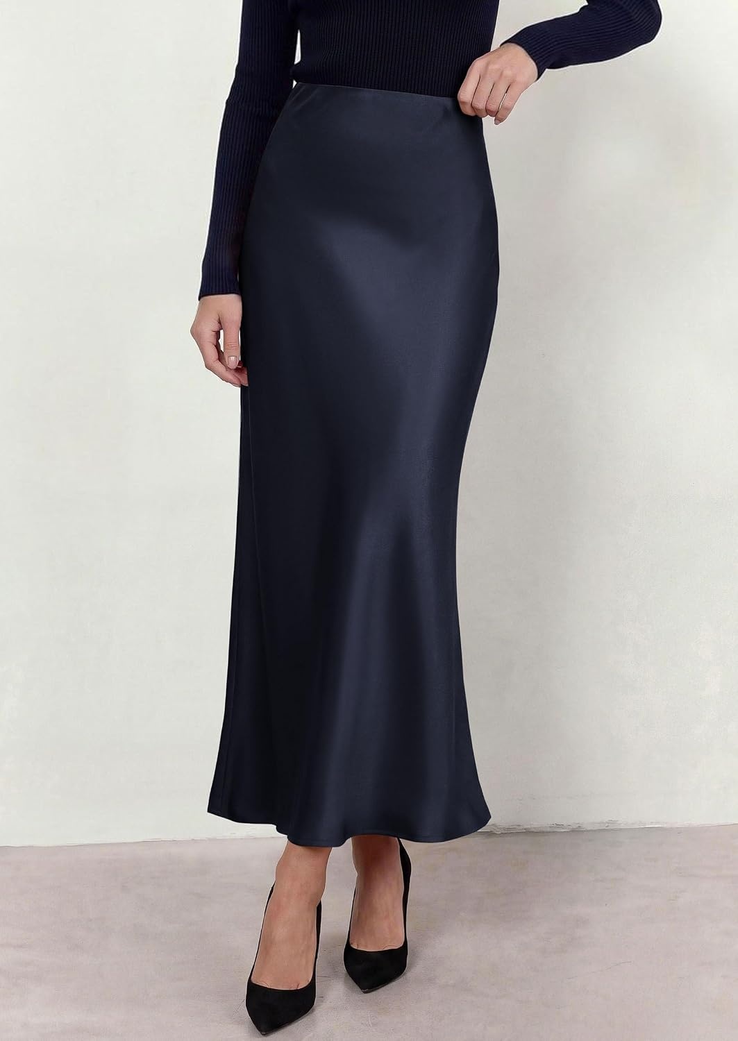 image:imagePRETTYGARDEN Womens Silk Satin Maxi Skirts Fall ClothesRoyal Blue