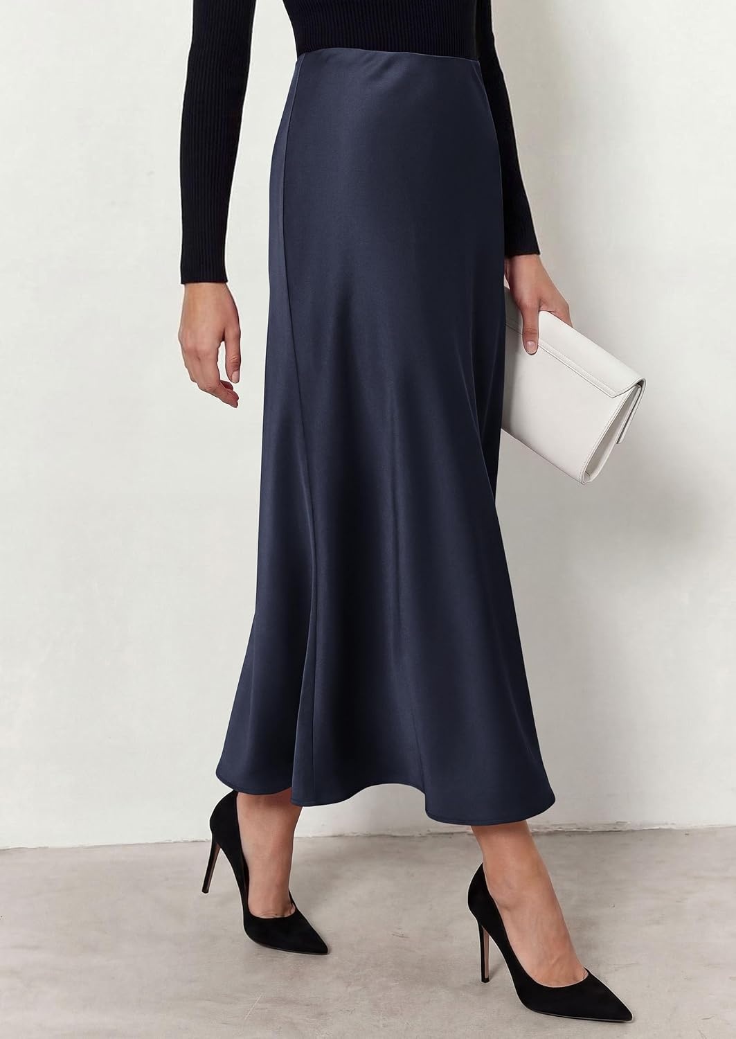 image:imagePRETTYGARDEN Womens Silk Satin Maxi Skirts Fall ClothesRoyal Blue