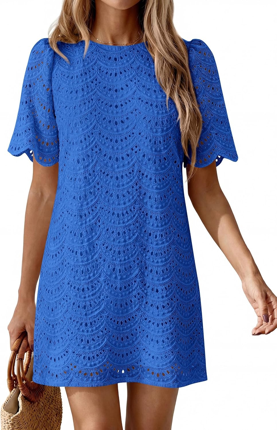 image:imagePRETTYGARDEN Womens Summer Eyelet Lace Short DressRoyal Blue