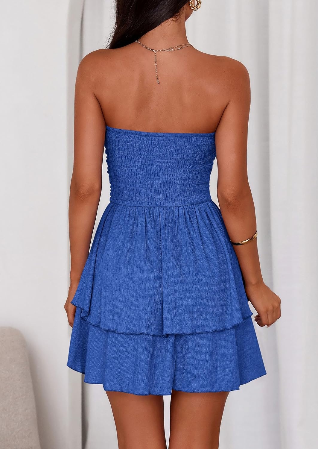 image:imagePRETTYGARDEN Womens Summer Strapless Flowy Mini DressesRoyal Blue