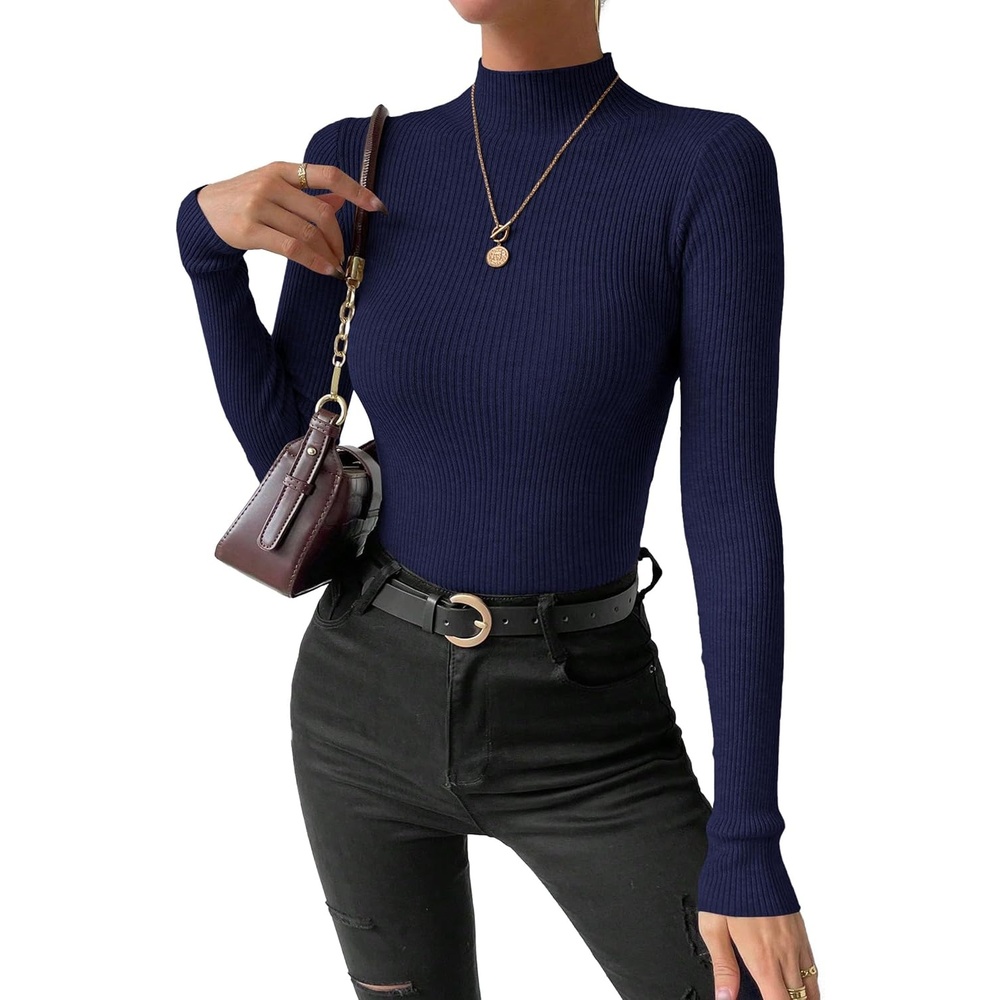 image:imagePRETTYGARDEN Lightweight Fall Sweaters for Women Slim FitNavy Blue