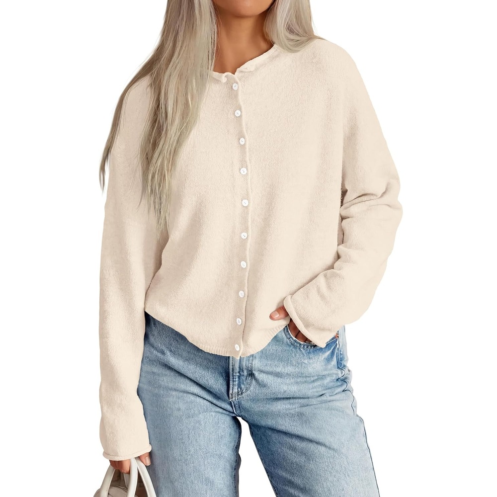 image:imagePRETTYGARDEN Lightweight Knit Cardigan Sweaters for WomenBeige