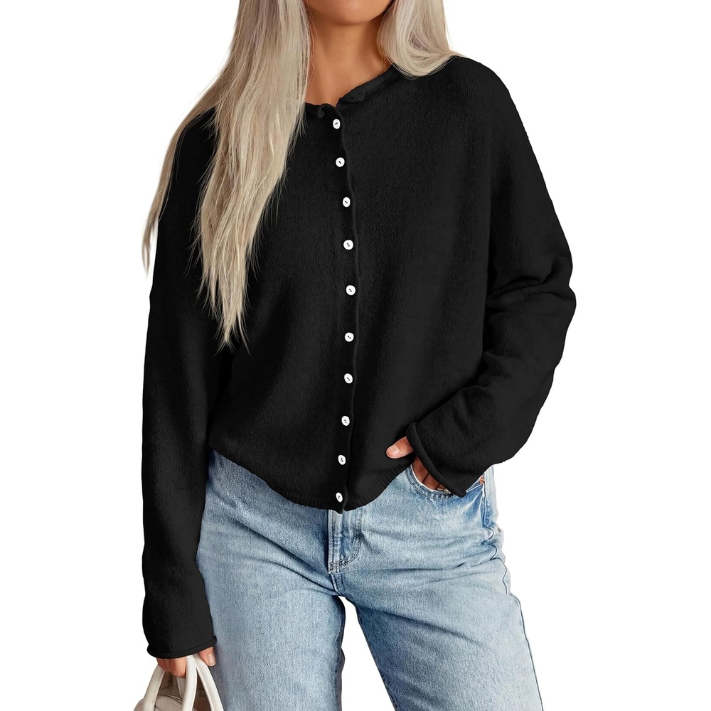image:imagePRETTYGARDEN Lightweight Knit Cardigan Sweaters for WomenBlack
