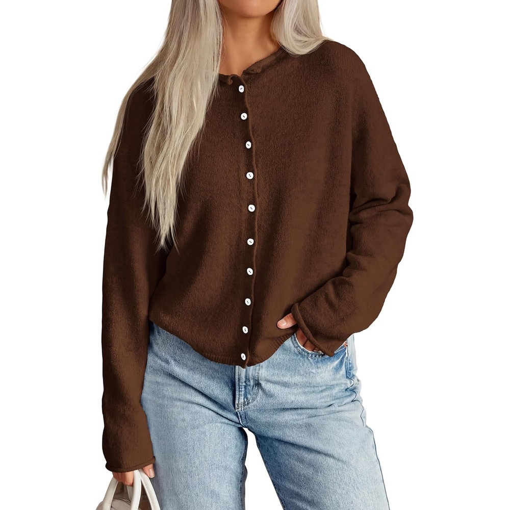 image:imagePRETTYGARDEN Lightweight Knit Cardigan Sweaters for WomenBrown