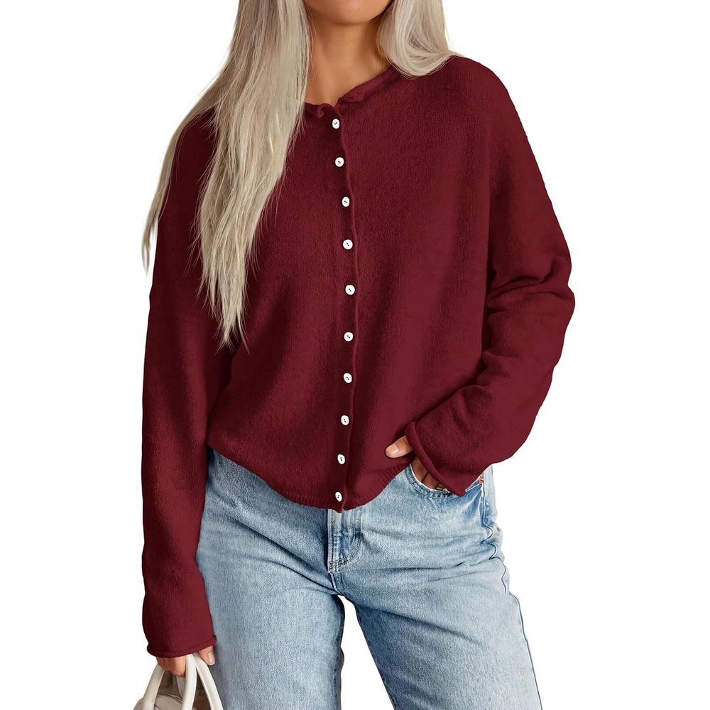 image:imagePRETTYGARDEN Lightweight Knit Cardigan Sweaters for WomenBurgundy