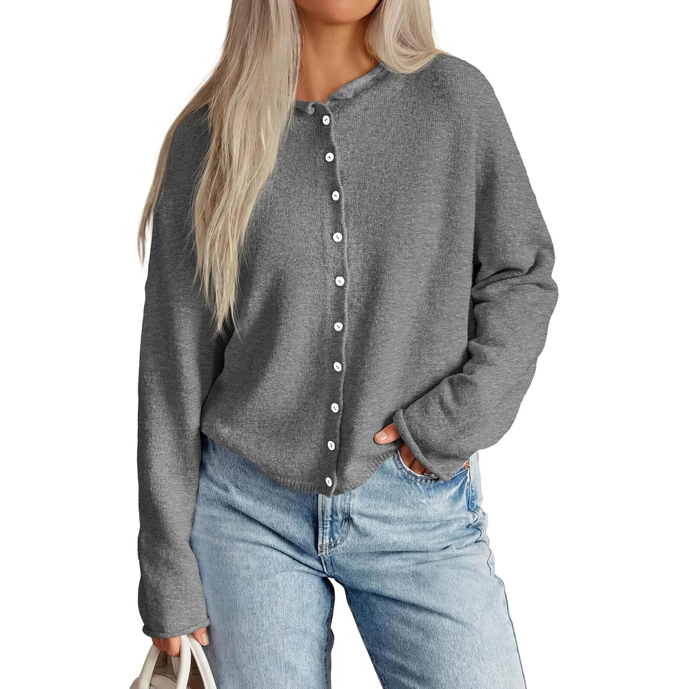 image:imagePRETTYGARDEN Lightweight Knit Cardigan Sweaters for WomenGrey