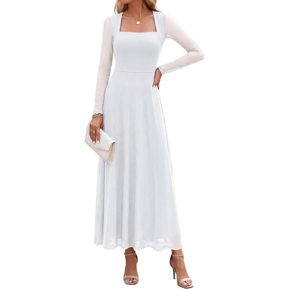 image:imagePRETTYGARDEN Maxi Dresses for Women Flowy A Line Mesh DressWhite