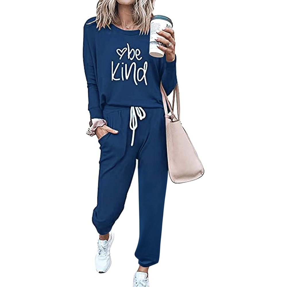 image:imagePRETTYGARDEN Travel Outfit Women 2 Piece Lounge SetsPatterneddark Blue