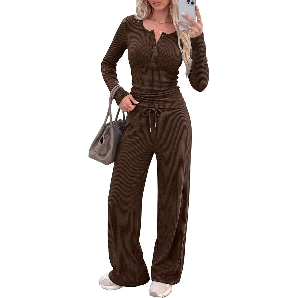 image:imagePRETTYGARDEN Two Piece Lounge Sets for Women Fall FashionBrown