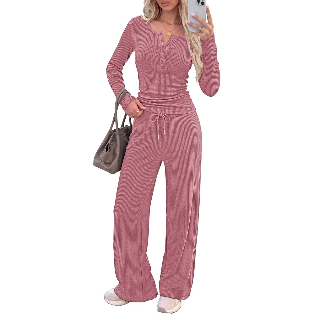 image:imagePRETTYGARDEN Two Piece Lounge Sets for Women Fall FashionPink