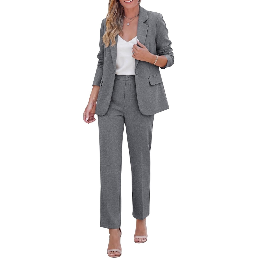 image:imagePRETTYGARDEN Two Piece Sets for Women Dressy Pant SuitsGrey