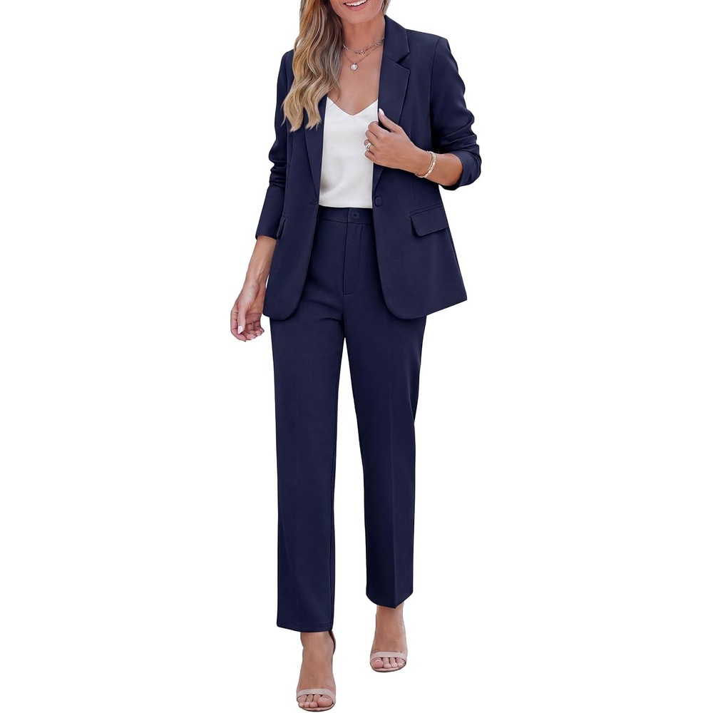 image:imagePRETTYGARDEN Two Piece Sets for Women Dressy Pant SuitsNavy Blue