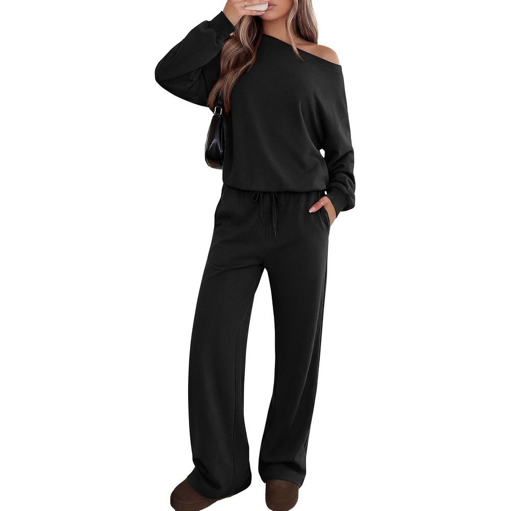 image:imagePRETTYGARDEN Womens 2 Piece Casual Matching Lounge SetsBlack