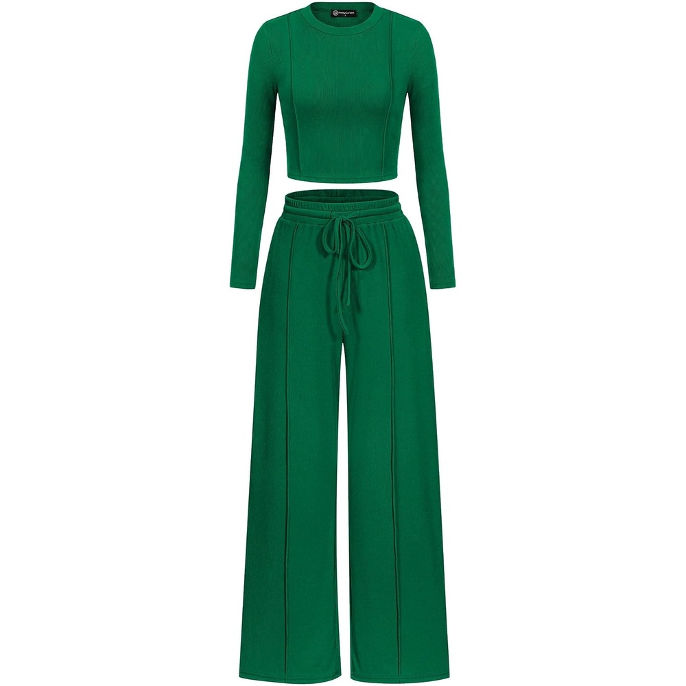 image:imagePRETTYGARDEN Womens 2 Piece Sets Long Sleeve OutfitsGreen