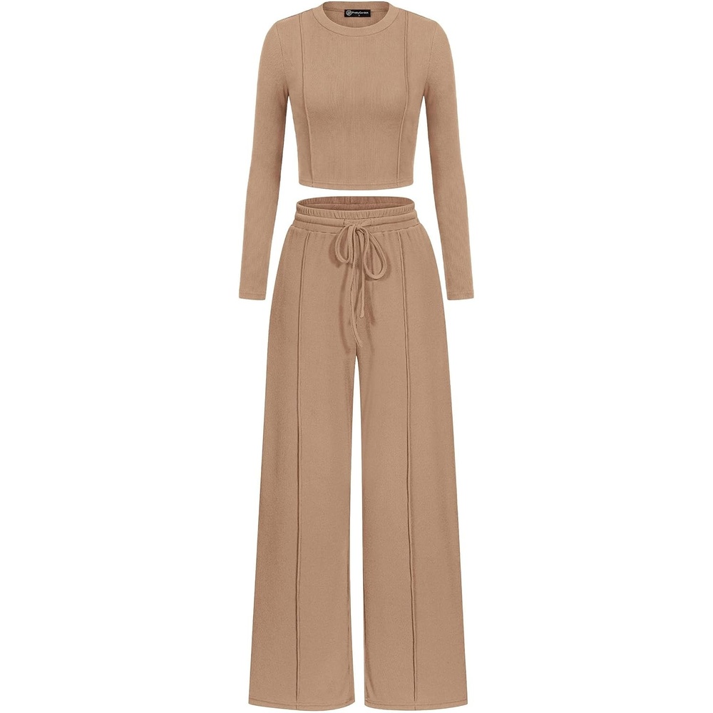 image:imagePRETTYGARDEN Womens 2 Piece Sets Long Sleeve OutfitsKhaki