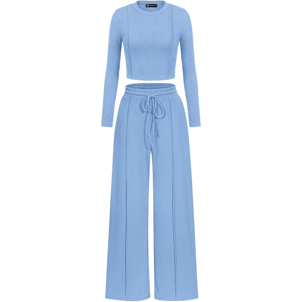 image:imagePRETTYGARDEN Womens 2 Piece Sets Long Sleeve OutfitsLight Blue