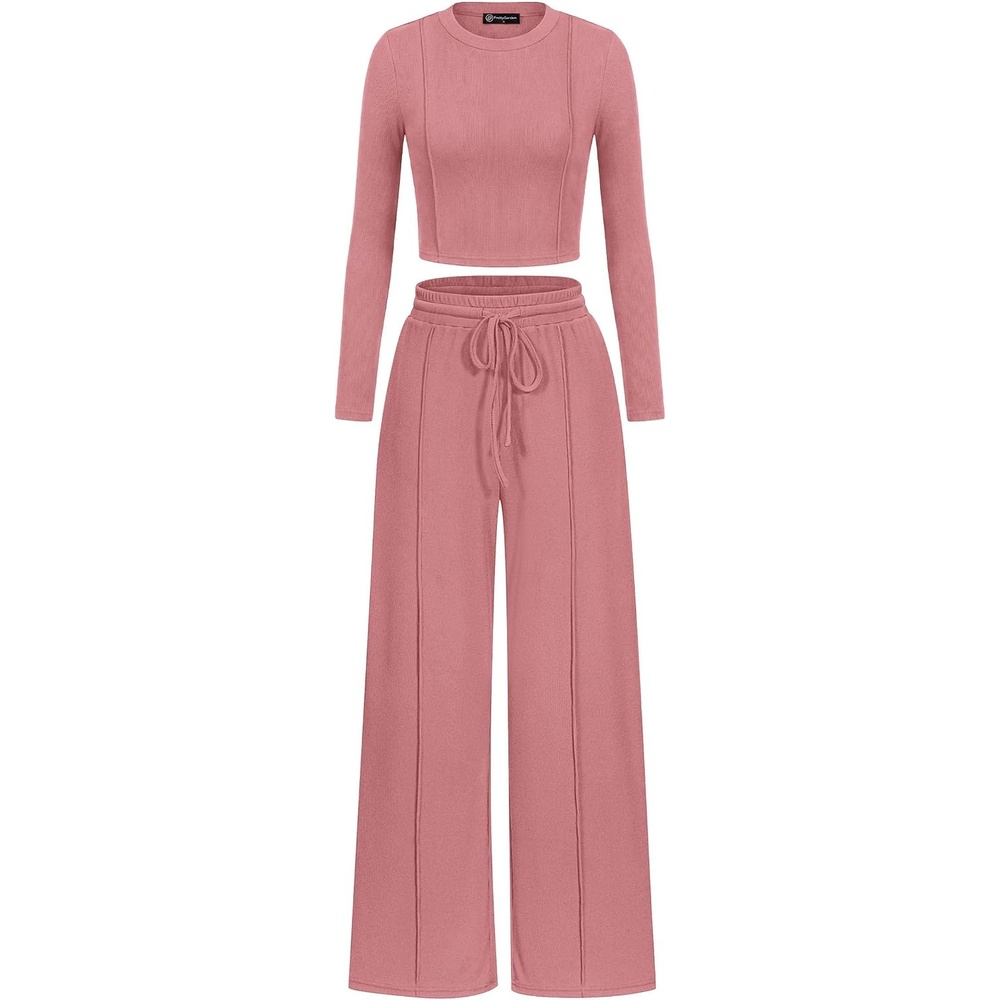 image:imagePRETTYGARDEN Womens 2 Piece Sets Long Sleeve OutfitsPink