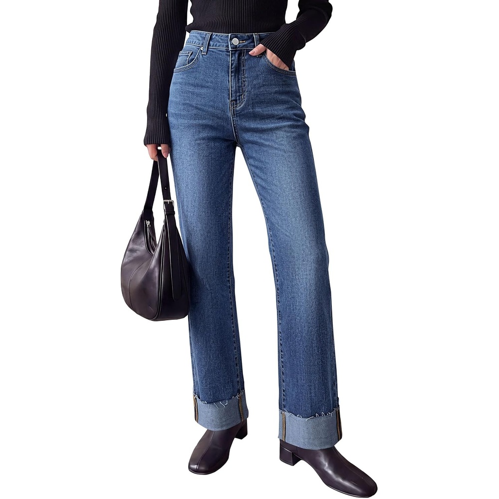 image:imagePRETTYGARDEN Womens Baggy Denim Jeans Wide Leg PantsAshleigh Blue