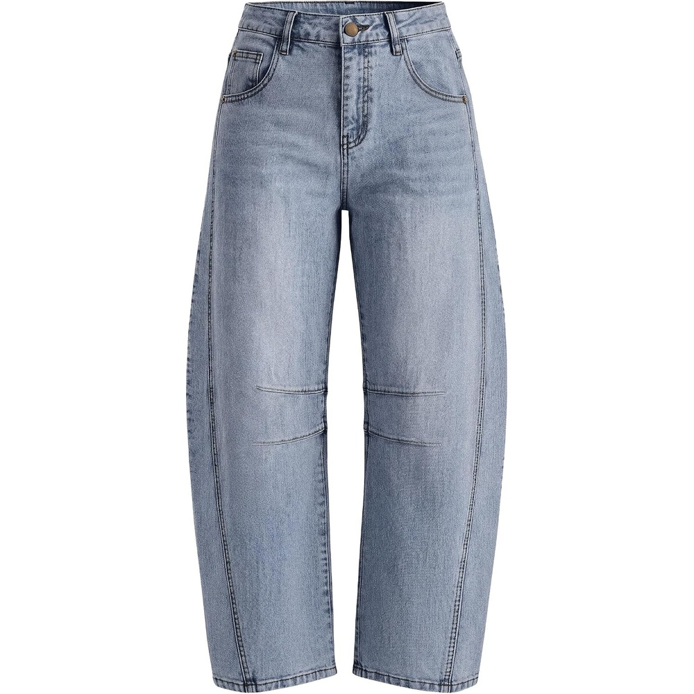 image:imagePRETTYGARDEN Womens Barrel Baggy Jeans High Waisted PantsMyosotis