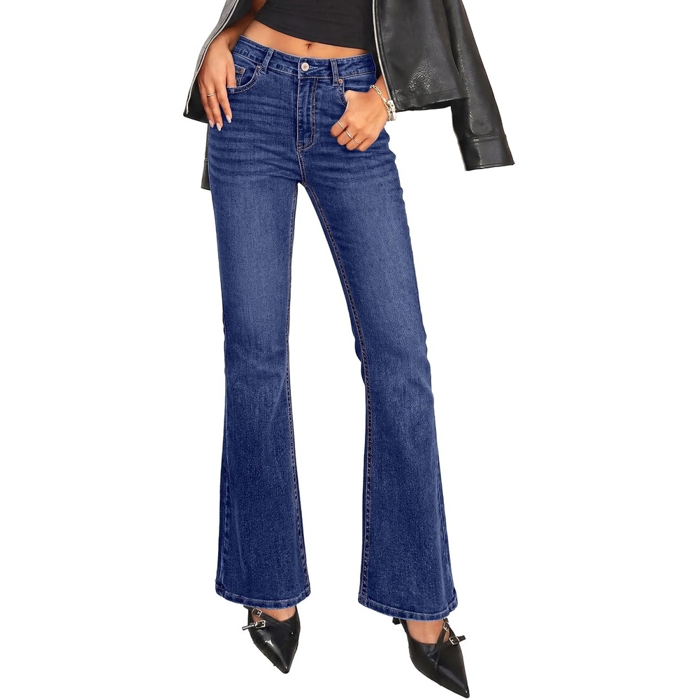 image:imagePRETTYGARDEN Womens Bootcut Denim Jeans Wide Leg PantsAshleigh Blue