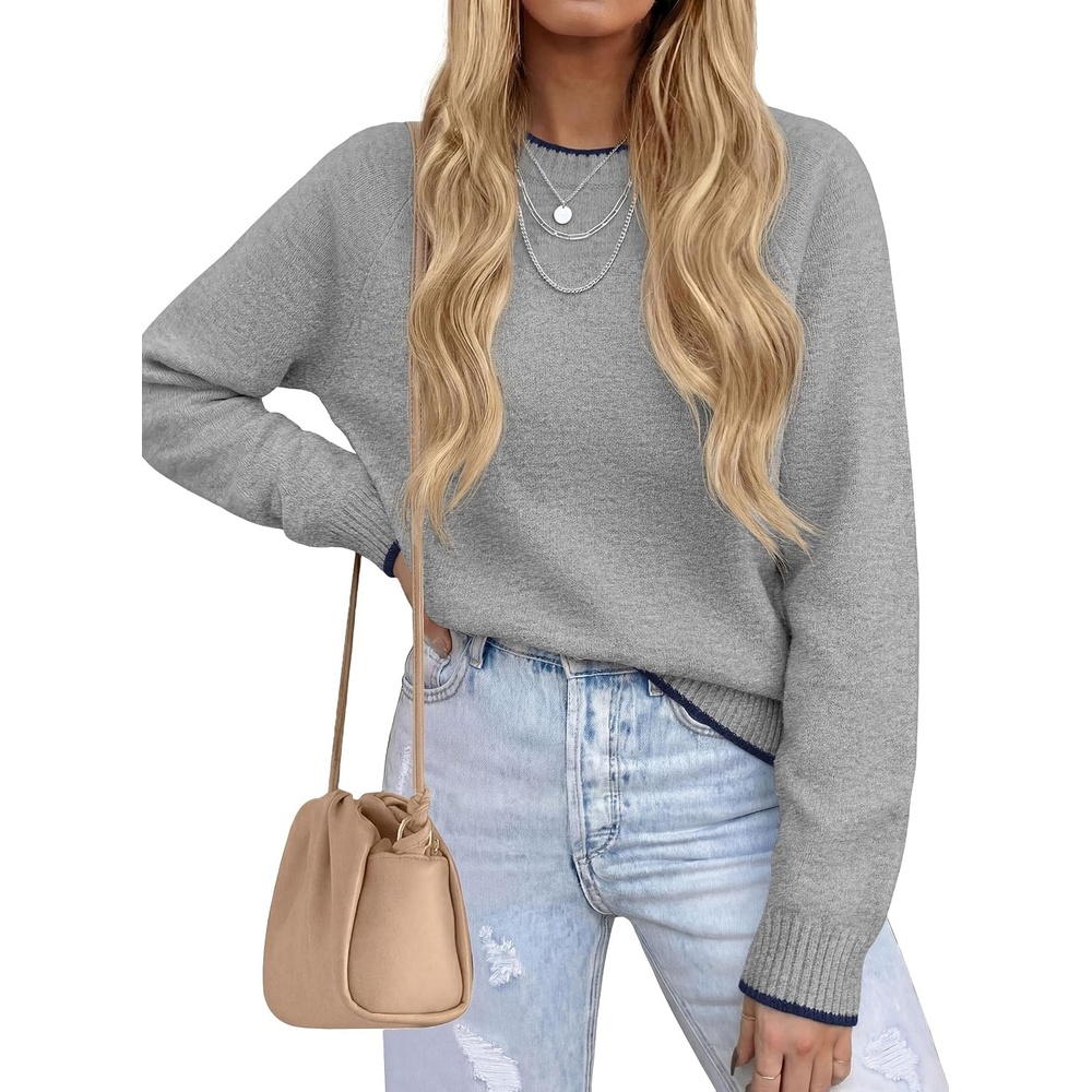 image:imagePRETTYGARDEN Womens Crewneck Fall Sweaters Pullover TopsGrey