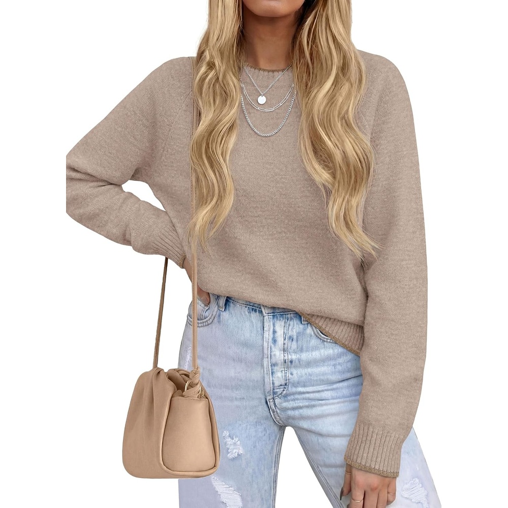 image:imagePRETTYGARDEN Womens Crewneck Fall Sweaters Pullover TopsKhaki