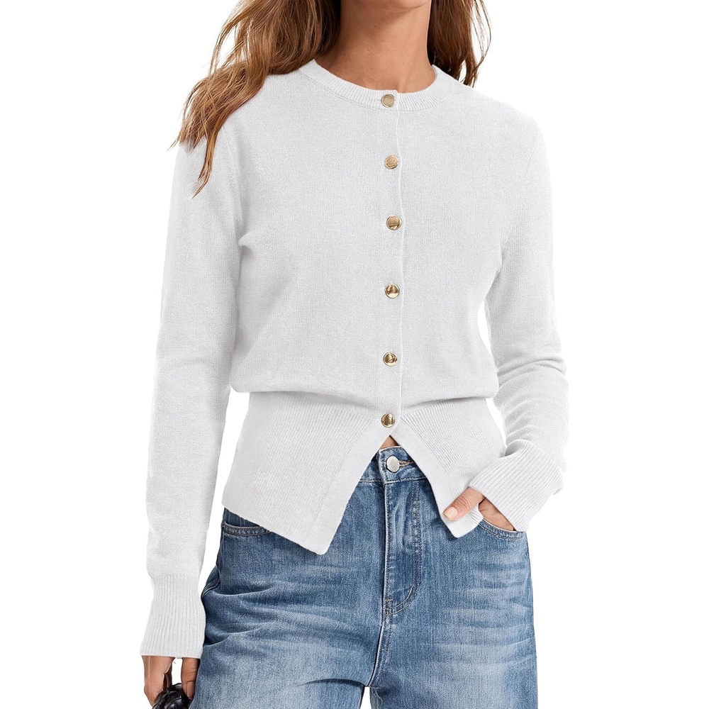 image:imagePRETTYGARDEN Womens Early Fall Fashion Knit Cardigan SweatersBeige White