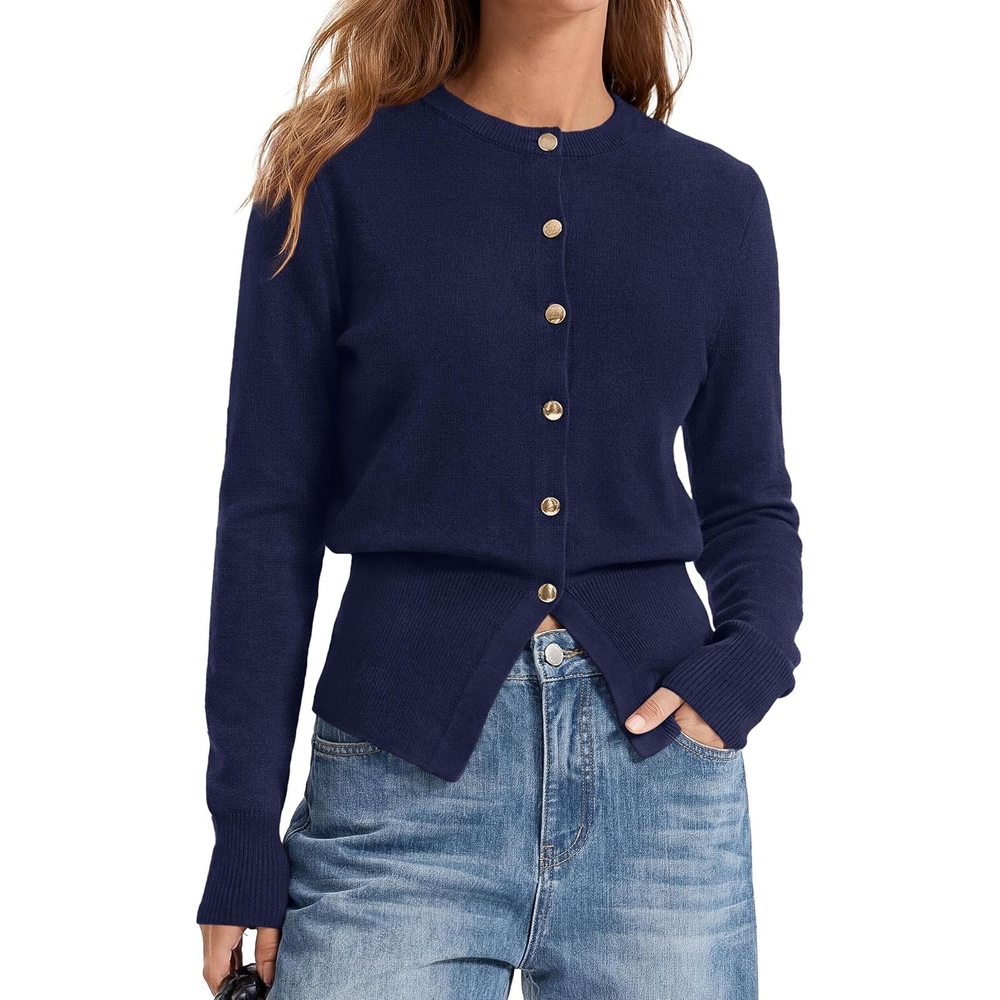 image:imagePRETTYGARDEN Womens Early Fall Fashion Knit Cardigan SweatersNavy Blue