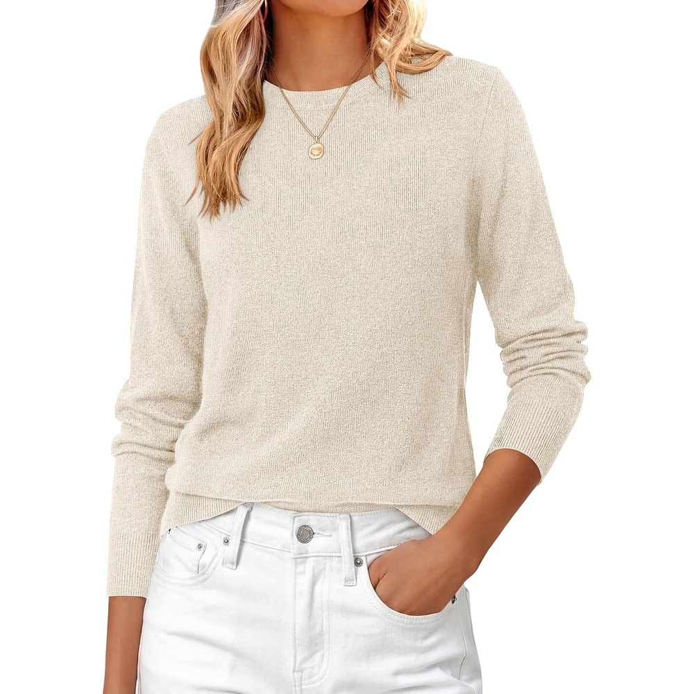 image:imagePRETTYGARDEN Womens Fall Basic Long Sleeve SweaterWhite