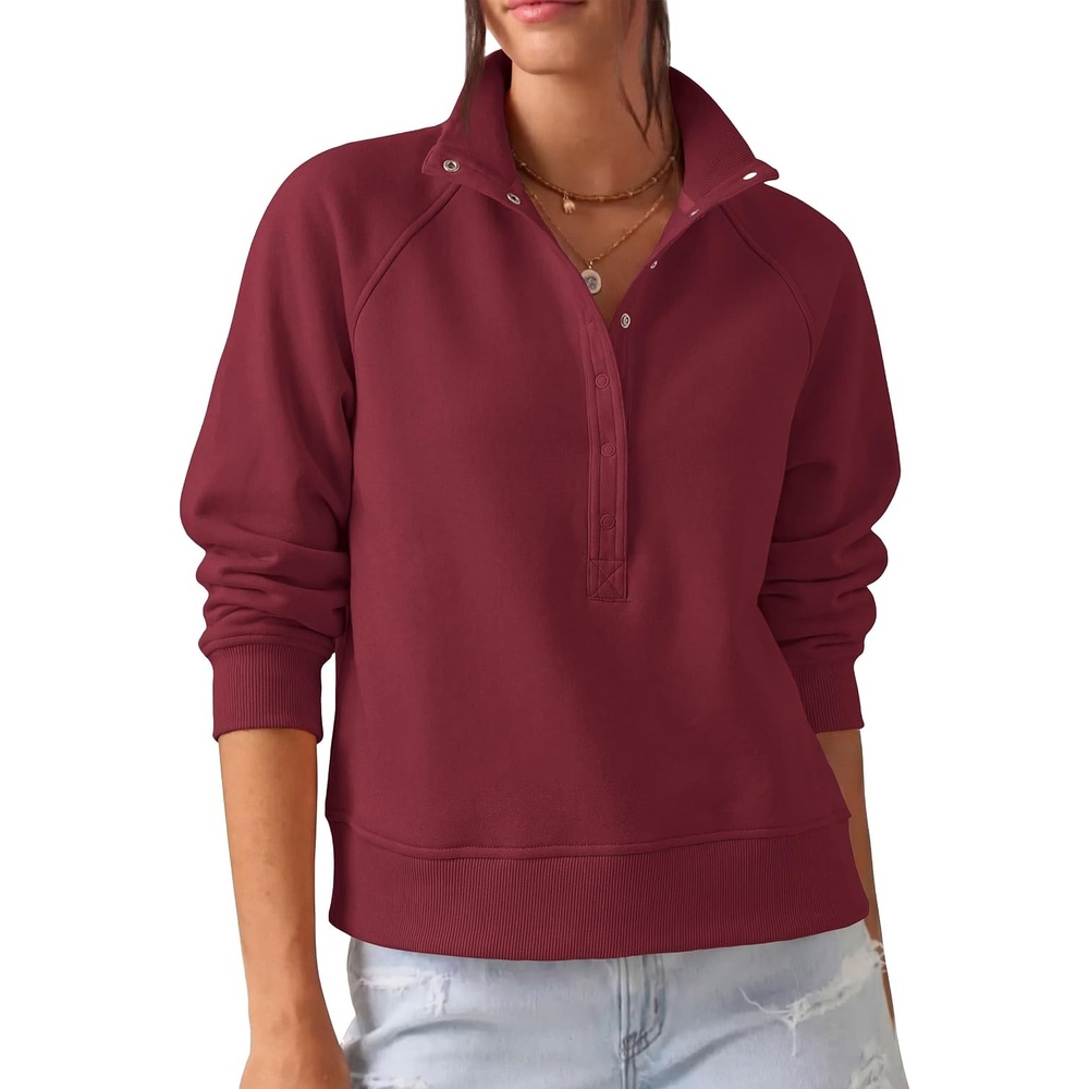 image:imagePRETTYGARDEN Womens Fall Trendy Oversized SweatshirtsBurgundy