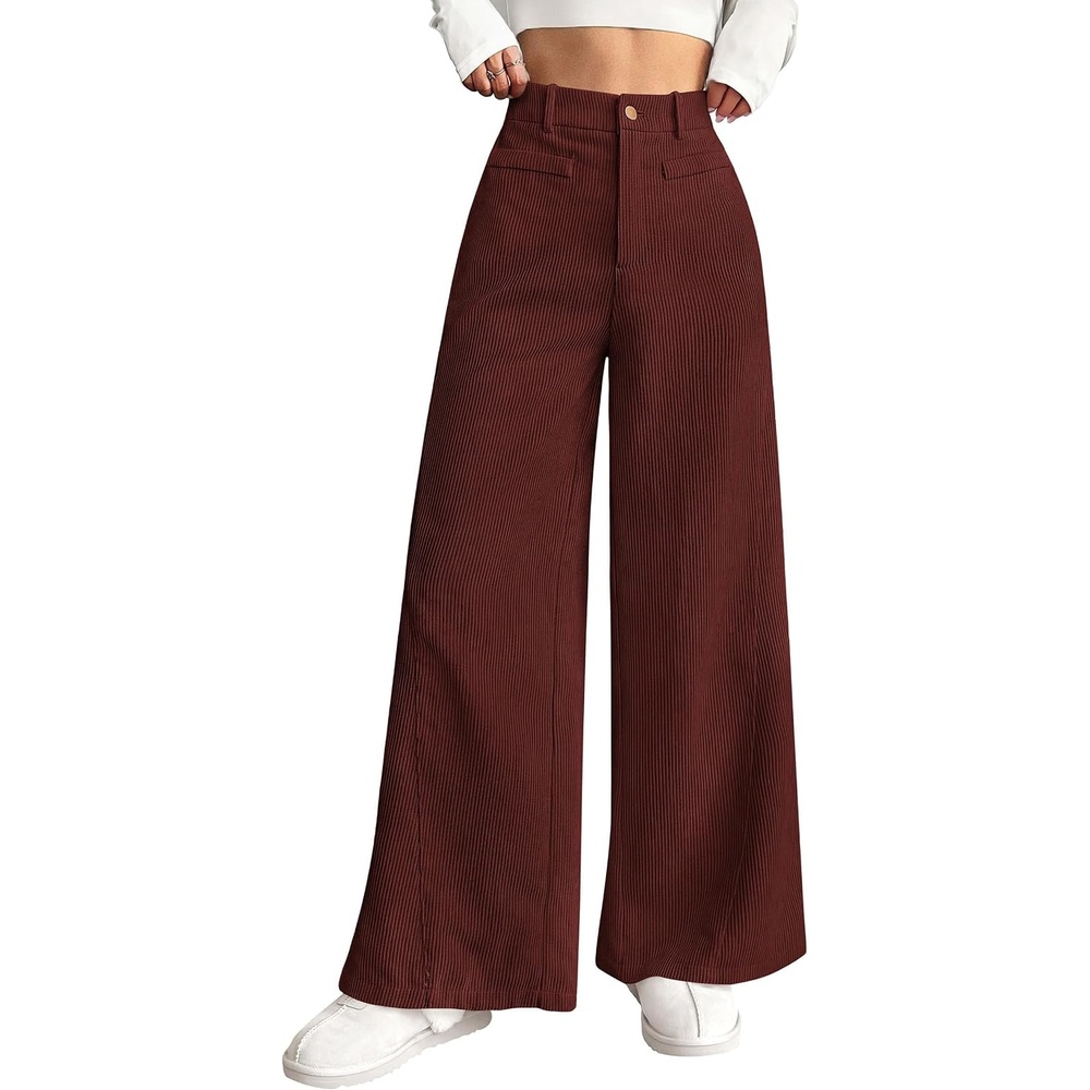 image:imagePRETTYGARDEN Womens High Waisted Corduroy Pants CasualRust Red