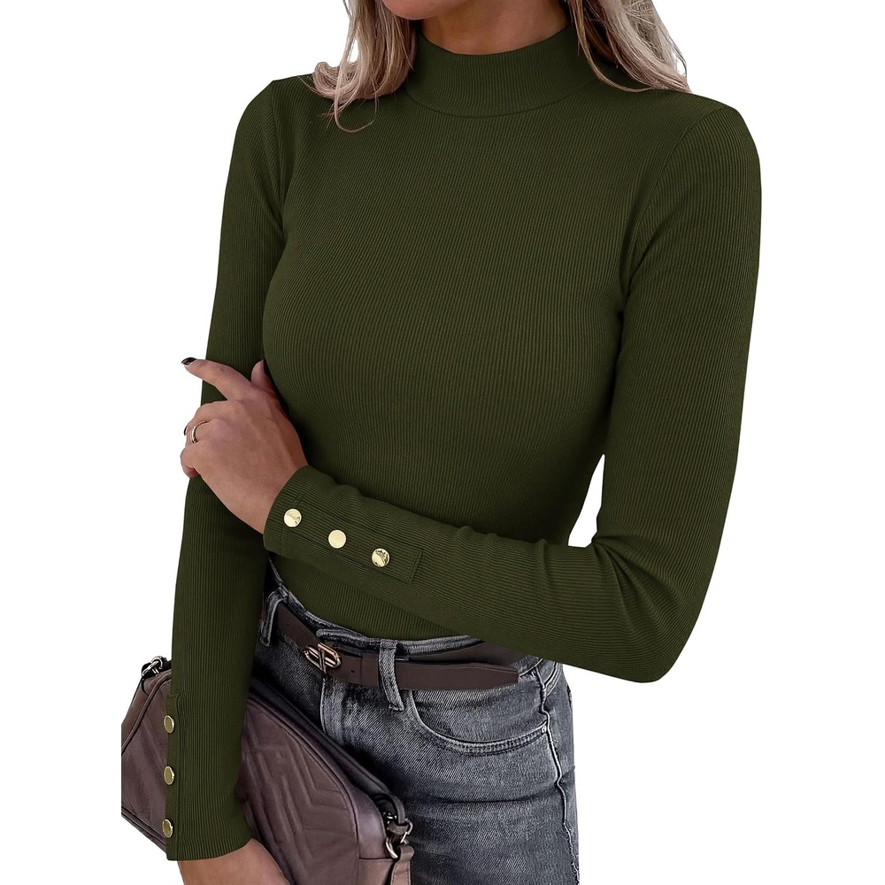 image:imagePRETTYGARDEN Womens Long Sleeve Shirts Fall Going Out TopsArmy Green