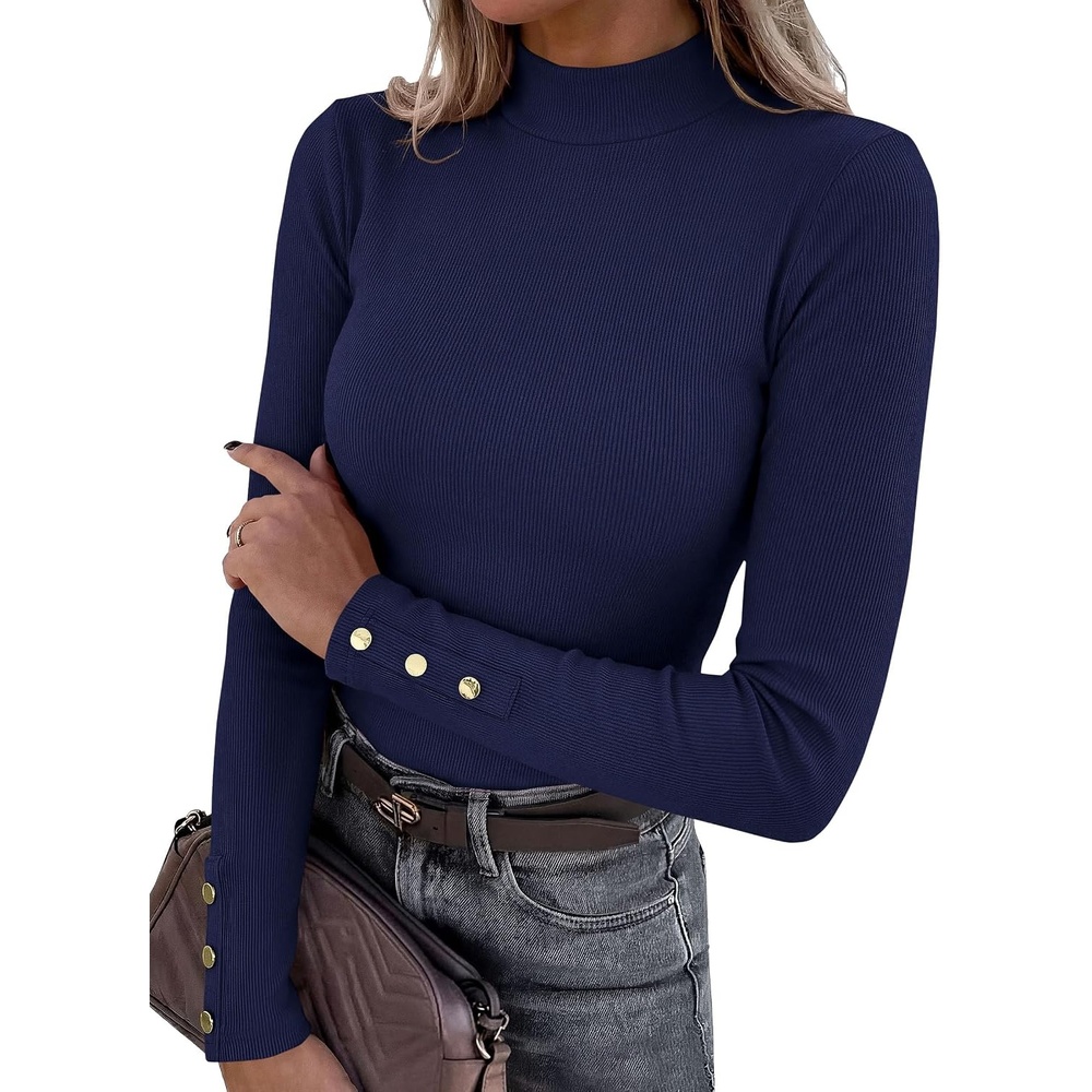 image:imagePRETTYGARDEN Womens Long Sleeve Shirts Fall Going Out TopsNavy Blue