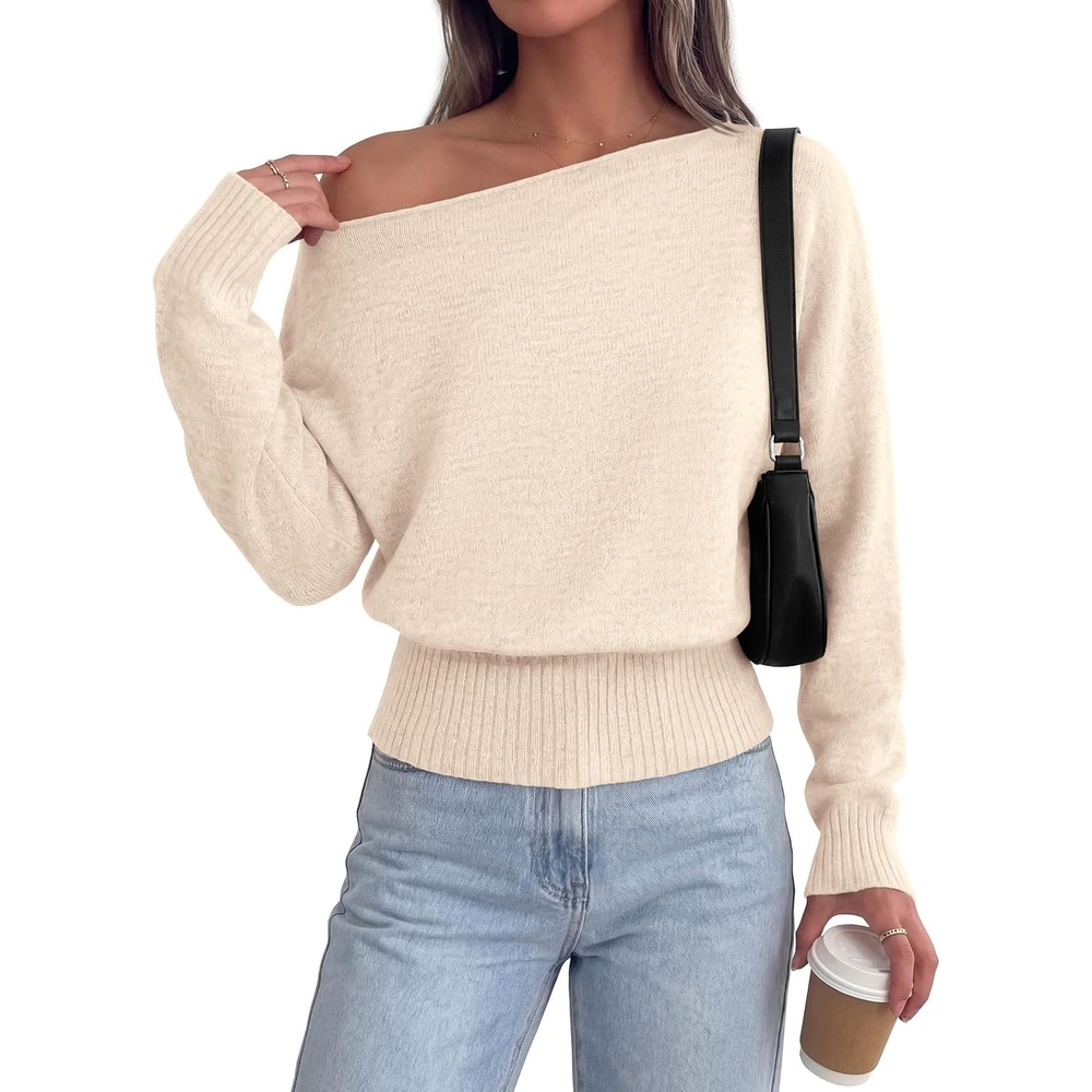 image:imagePRETTYGARDEN Womens Off The Shoulder Sweater Fall FashionBeige