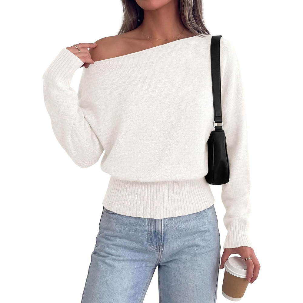 image:imagePRETTYGARDEN Womens Off The Shoulder Sweater Fall FashionWhite
