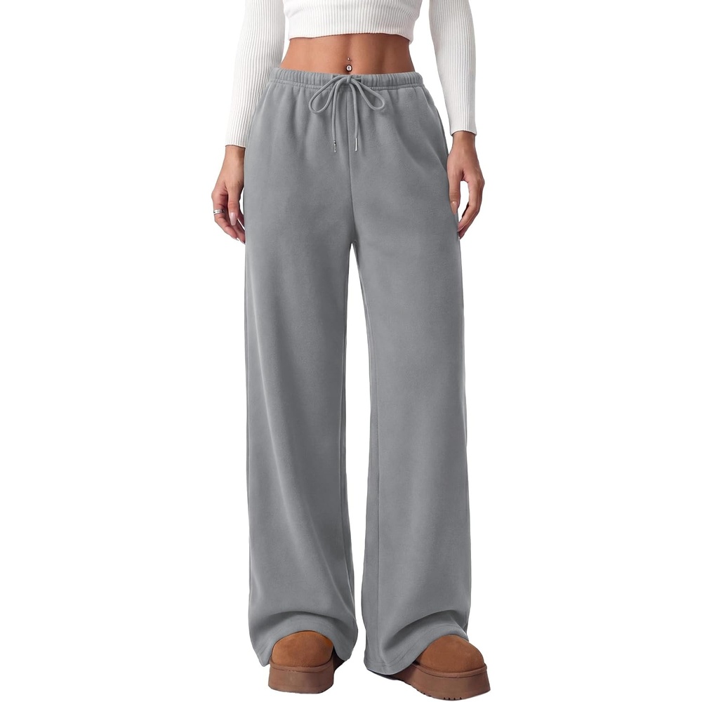 image:imagePRETTYGARDEN Womens Wide Leg Sweatpants Fleece Lounge PantsGrey