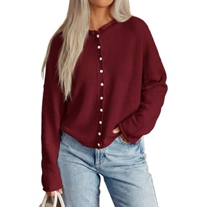 PRETTYGARDEN Lightweight Knit Cardigan Sweaters for Women(Burgundy)