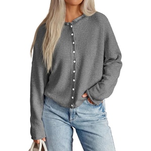 PRETTYGARDEN Lightweight Knit Cardigan Sweaters for Women(Grey)
