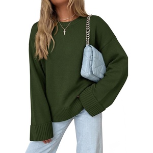 PRETTYGARDEN Oversized Sweater Women’s Ribbed Knit Top(Army Green)