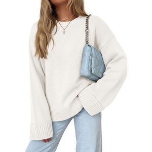 PRETTYGARDEN Oversized Sweater Women’s Ribbed Knit Top(White)