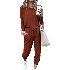 PRETTYGARDEN Travel Outfit Women 2 Piece Lounge Sets(Brick Red)