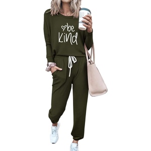 PRETTYGARDEN Travel Outfit Women 2 Piece Lounge Sets(Patterned-army Green)