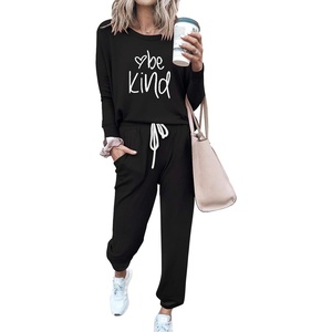 PRETTYGARDEN Travel Outfit Women 2 Piece Lounge Sets(Patterned-black)
