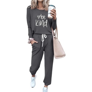 PRETTYGARDEN Travel Outfit Women 2 Piece Lounge Sets(Patterned-dark Grey)