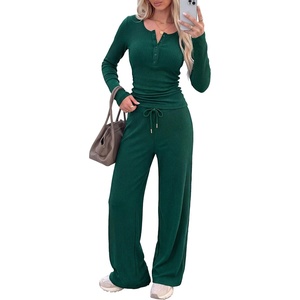 PRETTYGARDEN Two Piece Lounge Sets for Women Fall Fashion(Dark Green)