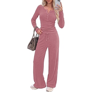 PRETTYGARDEN Two Piece Lounge Sets for Women Fall Fashion(Pink)